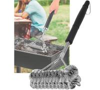 Kezidhp Brosse de Nettoyage pour Barbecue en Acier Inoxydable - Manche Long Isolant 45.5cm avec Grattoir Intégré - Nettoyage 360° des Grilles (Gaz, Charbon de Bois, Cuisson Extérieure)