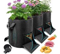 Kezidhp Sac de Plantation Géotextile, Lot de 3, 40L avec fenêtre de récolte | Renforcé, pour pommes de terre, tomates et légumes