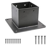 KFGISD, Kit de base de poteau 4×4" Base d'ancrage à bride robuste avec vis Finition noire Supports de poteau en acier épais for terrasse,Socles pour poteaux de terrasse(1pc)