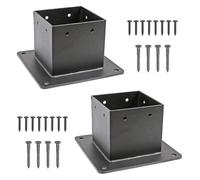 KFGISD, Kit de base de poteau 4×4" Base d'ancrage à bride robuste avec vis Finition noire Supports de poteau en acier épais for terrasse,Socles pour poteaux de terrasse(2pcs)