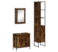 KFGWERSTY Ensemble de meubles de salle de bain 3 pièces - 42 x 12 x 60 cm | Matériau en bois et acier revêtu par pulvérisation, surface miroir en verre, beaucoup d'espace de rangement, design mural
