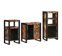 KFGWERSTY Ensemble de meubles de salle de bain 55 x 35 x 60 cm 3 pièces | Bois massif recyclé, poignées en bois vieilli, 4 tiroirs et 4 portes, montage mural pour petites salles de bains, 53,15 kg