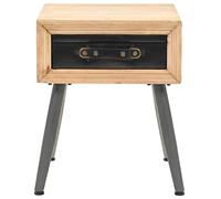 KFGWERSTY Table de chevet 43 x 38 x 50 cm en bois de sapin massif avec | Bois de sapin massif, MDF et polyuréthane, tiroir avec façade de valise vintage, pour chambre à coucher, montage facile