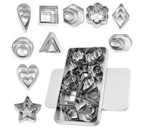 KFHENSOMR Lot de 30 mini emporte-pièces en forme de formes géométriques avec boîte en acier inoxydable pour découper la pâte, la pâte à tarte et les biscuits aux fruits