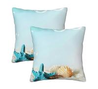 Kfjghhl Housse de coussin carrée décorative en forme d'étoile de mer et coquillages - 4 tailles