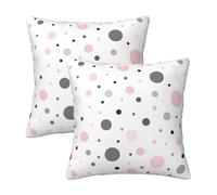 Kfjghhl Housse de coussin carrée moderne à pois rose gris blanc 4 tailles