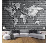 kfjhgbdshhj Carte du monde rétro 3D, papier peint intissé imitation brique, pour chambre, salon ou fond TV, 400 cm x 280 cm Affiche - Giclee - Tableau sans cadre