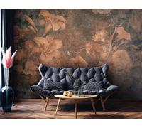 kfjhgbdshhj Décoration murale en béton avec fleurs intissées, roses rétro vintage - Idéale pour salon et chambre - Effet 3D, 350 cm x 256 cm Affiche - Giclee - Tableau sans cadre