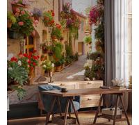 kfjhgbdshhj Papier peint intissé décoratif moderne, motif brique et fleurs, pour salon, chambre, bureau, couloir, Italie, Toscane, ruelle, ville, 350 cm x 256 cm Affiche - Giclee - Tableau sans cadre