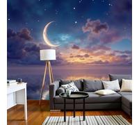 kfjhgbdshhj Papier peint photo effet 3D, paysage féerique de nouvelle lune, vue sur la mer calme, format XXL, bleu, pour salon ou chambre, 430 x 300 cm, stickers, sans cadre, poster