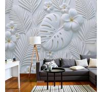 kfjhgbdshhj Papier peint photo intissé à motif de feuilles en relief et plantes 3D, décoration XXL moderne pour salon et chambre, 300 cm x 210 cm - Stickers - Tableau sans cadre - Poster