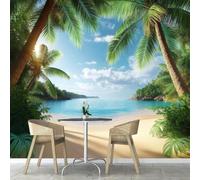 kfjhgbdshhj Photo effet 3D palmiers, plage, océan, décoration murale moderne pour chambre ou salon, grand poster, 350 cm x 256 cm Affiche - Giclee - Tableau sans cadre