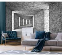 kfjhgbdshhj Tapis intissé gris tunnel moderne effet brique pour couloir - Idéal pour salon et chambre - Effet 3D, 150 cm x 105 cm Affiche - Giclee - Tableau sans cadre