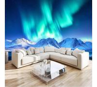 kfjhgbdshhj Tapis intissé moderne effet 3D, motif montagne enneigée verte et lumière polaire, pour chambre ou salon, 430 cm x 300 cm Affiche - Giclee - Tableau sans cadre