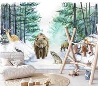 kfjhgbdshhj Tapis intissé pour chambre d'enfant - Animaux de la forêt - Aquarelle - Pâte incluse - 250 cm x 175 cm Affiche - Giclee - Tableau sans cadre