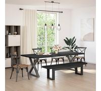 KFPOERTFGD NOAIN Banc de table à manger 180 x 41 x 45 cm en pin massif pour salle à manger, banc de couloir noir, banc en bois robuste pour 2 personnes