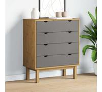 KFPOERTFGD OTTA Commode en pin avec 4 tiroirs 76,5 x 39,5 x 90 cm Buffet pour chambre à coucher et couloir