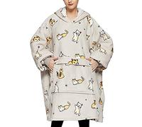 KFUBUO Couverture Portable pour Adultes, Sweat à Capuche en Sherpa avec Poches pour Femme, Motifs de Chat