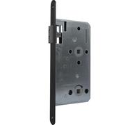 KFV Serrure magnétique pour WC - 78 mm - Serrure à encastrer magnétique DM 55 - Têtière ronde - En acier inoxydable laqué noir