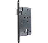 KFV Serrure magnétique PZW 72 mm - Serrure de porte - Serrure à encastrer magnétique DM 55 - Têtière ronde - Acier inoxydable laqué noir