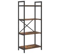 KGFHERENB Bibliothèque 4 niveaux 56 x 34 x 133,5 cm Chêne fumé | Étagère industrielle à 4 niveaux avec cadre en acier pour salon, bureau et couloir au design urbain loft.