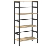 KGFHERENB Bibliothèque à 3 compartiments - 60 x 29,5 x 115 cm - Chêne | Étagère industrielle ouverte pour bureau et salon avec cadre en métal robuste et compensation au sol.