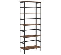 KGFHERENB Bibliothèque à 4 étages - 60 x 29,5 x 149 cm - Chêne fumé | Étagère industrielle avec 4 compartiments ouverts et pieds réglables pour salon, chambre à coucher ou bureau à domicile.