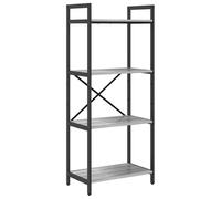 KGFHERENB Bibliothèque à 4 niveaux Gris Sonoma 56 x 34 x 133,5 cm | Grand espace de rangement de style loft : 4 étagères ouvertes pour le salon, le couloir et le bureau avec une construction en