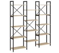 KGFHERENB Bibliothèque en chêne Sonoma - 156 x 25 x 167 cm - Étagère sur | Étagère de rangement à plusieurs niveaux de style loft pour salon, bureau et étude avec construction en acier stable.