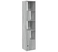 KGFHERENB Bibliothèque sur pied, gris sonoma, 40 x 36 x 189 cm, matériau | Étagère fine à 4 étages avec compartiment au fond pour salon, bureau et chambre à coucher. Fixation murale stable.