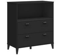 KGFHERENB Bibliothèque Viken - En bois - Noir - 80 x 40 x 90 cm | Armoire d'appoint polyvalente avec 2 tiroirs et étagère ouverte pour salon et chambre à coucher au design industriel.