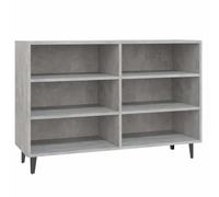 KGFHERENB Buffet gris béton 103,5 x 35 x 70 cm Commode avec 6 compartiments | Étagère d'appoint industrielle en bois avec pieds en métal pour couloir et salon, adaptée pour les livres et la décoration.