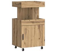 KGFHERENB Chariot de bar en chêne Artisan 50 x 41 x 89 cm | Chariot de service compact avec roulettes et porte pour salon et couloir, offre une capacité de charge de 60 kg et un