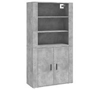 KGFHERENB Highboard Buffet en bois gris béton 2 pièces 80 cm | Meuble haut peu encombrant pour le salon avec beaucoup d'espace de rangement en bois robuste gris béton.