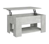 KGFHERENB Lift Top Table basse réglable en hauteur Gris béton 79 x 49 x 41 | Table de salon polyvalente avec plateau extensible et compartiment de rangement caché pour collations
