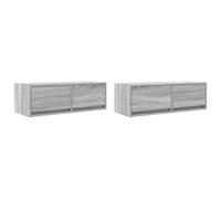 KGFHERENB Lot de 2 armoires TV murales suspendues 80 x 31 x 25,5 cm Gris | Meuble bas à suspendre au mur pour le salon et la chambre à coucher, offre des tiroirs fermés pour un rangement propre.
