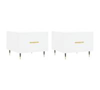 KGFHERENB Lot de 2 tables basses blanches 50 x 50 x 40 cm | Tables d'appoint élégantes pour le salon avec tiroir pour un espace de rangement supplémentaire et pieds en métal robuste.