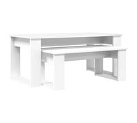 KGFHERENB Lot de 2 tables basses blanches, table basse en bois | Table d'appoint moderne duo pour le salon. Les surfaces faciles d'entretien offrent de la place pour la décoration et les