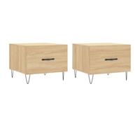 KGFHERENB Lot de 2 tables basses en bois de chêne Sonoma 50 x 50 x 40 cm | Table d'appoint élégante duo pour le salon avec tiroir spacieux et pieds en métal solides pour plus de rangement.