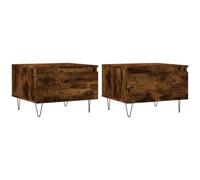 KGFHERENB Lot de 2 tables basses en chêne fumé 50 x 46 x 35 cm | Tables d'appoint élégantes pour le salon avec tiroir pour un espace de rangement supplémentaire et pieds en métal robuste.