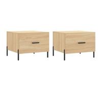 KGFHERENB Lot de 2 tables basses en chêne Sonoma 50 x 50 x 40 cm | Duo élégant avec tiroir pour votre salon ou votre chambre à coucher. Les pieds en métal robustes assurent une bonne stabilité
