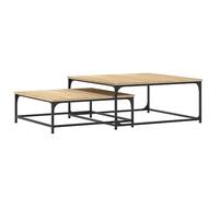 KGFHERENB Lot de 2 tables basses en chêne Sonoma 80 x 80 cm | Table d'appoint polyvalente duo pour chambre à coucher et bureau, coulissante peu encombrante avec plateau de table robuste.