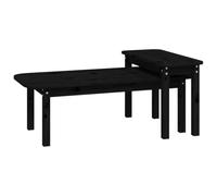 KGFHERENB Lot de 2 tables basses noires en pin massif | Table de salon Duo coulissante peu encombrante en bois véritable pour une utilisation flexible dans le salon.