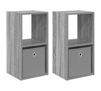 KGFHERENB Lot de 2 tables de chevet Sonoma grises 30,5 x 27 x 59,5 cm | Table d'appoint fine duo pour chambre à coucher avec tiroir et étagère pour un rangement bien rangé à côté du lit.