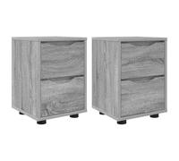 KGFHERENB Lot de 2 tables de chevet Sonoma grises, 30,5 x 30 x 43 cm | Table d'appoint compacte pour chambre à coucher avec 2 tiroirs, réglable en hauteur et pieds stables pour l'ordre.