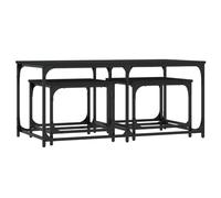 KGFHERENB Lot de 3 tables basses noires en bois et métal | Trio de table basse peu encombrante pour le salon et le bureau. Structure en métal robuste avec plateau polyvalent.