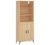 KGFHERENB Meuble haut en chêne Sonoma - 69,5 x 34 x 180 cm - 2 pièces | Armoire de rangement à deux portes en bois pour salon et chambre à coucher, avec pieds en métal robustes.