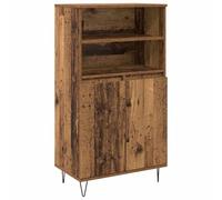 KGFHERENB Meuble haut marron 60 x 36 x 110 cm en bois avec 2 portes | Armoire compacte pour chambre à coucher, couloir et salon avec deux portes et espace de rangement dissimulé.