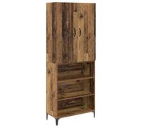 KGFHERENB Meuble haut mural en bois vieilli 69,5 x 34 x 180 cm | Armoire 2 pièces aspect bois vieilli pour salon et chambre à coucher. Fixation murale peu encombrante avec beaucoup d'espace