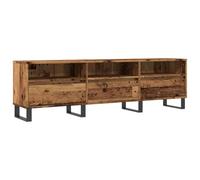 KGFHERENB Meuble TV bas aspect bois vieilli 150 x 30 x 44,5 cm | Meuble TV pratique avec 3 portes et pieds en fer solides pour le salon ou la chambre à coucher.